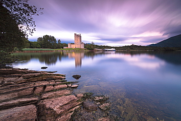 Panoramic of Ross Castle, Killarney National Park, County Kerry, Munster, Republic of Ireland, Europe