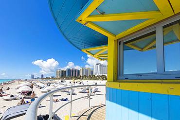 Lifeguard tower, South Beach, Miami, Florida, United States of America, North America