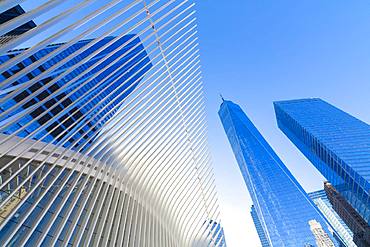 The Oculus Building and Freedom Tower, One World Trade Center, Lower Manhattan, New York City, United States of America, North America