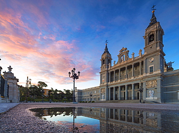 Panoramic of Almudena Cathedral (Catedral de La Almudena), Madrid, Spain, Europe