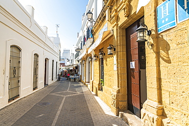 Medieval alley in Conil de la Frontera, Costa de la Luz, Cadiz Province, Andalusia, Spain, Europe