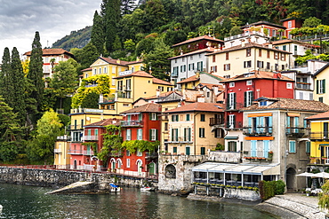 Multicoloured houses in the old town of Varenna, Lake Como, Lombardy, Italian Lakes, Italy, Europe