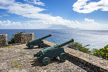 Old cannons on the southern coastline of St. Eustatius, Statia, Netherland Antilles, West Indies, Caribbean, Central America