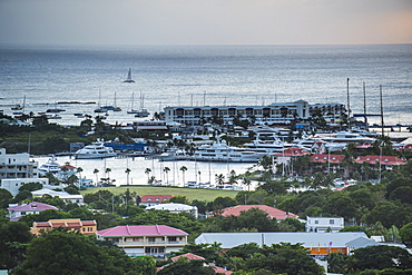 View over the boat harbour of Sint Maarten, Sint Maarten, West Indies, Caribbean, Central America