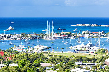 View over Marigot from Fort St. Louis, St. Martin, French territory, West Indies, Caribbean, Central America