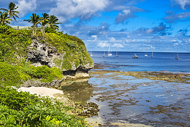 Sailing boats in the harbour of Niue, South Pacific, Pacific