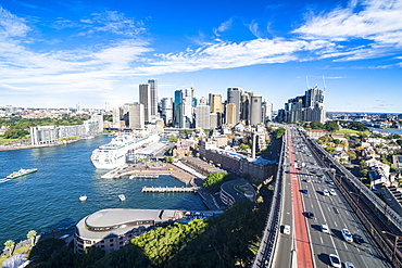 View over Sydney from the harbour bridge, Sydney, New South Wales, Australia, Pacific