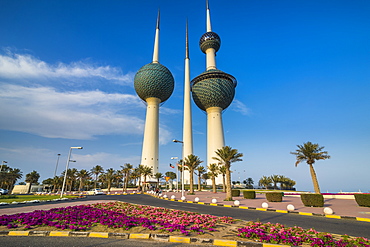 Landmark Kuwait towers in Kuwait City, Kuwait, Middle East