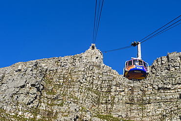 Cable car leading up to Table Mountain, Cape Town, South Africa, Africa