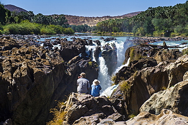 Epupa Falls on the Kunene River on the border between Angola and Namibia, Namibia, Africa