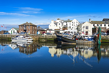 The town of Peel with its picturesque harbour, Peel, Isle of Man, United Kingdom, Europe