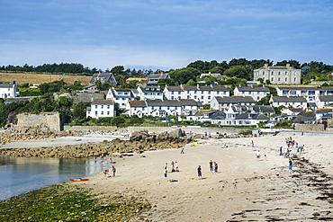 View over Hugh Town, St. Mary's, Isles of Scilly, England, United Kingdom, Europe