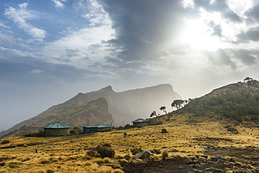 Sun setting over the Simien Mountains National Park, UNESCO World Heritage Site, Debarq, Ethiopia, Africa