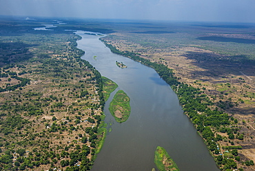 Aerial of the White Nile River, Juba, South Sudan, Africa