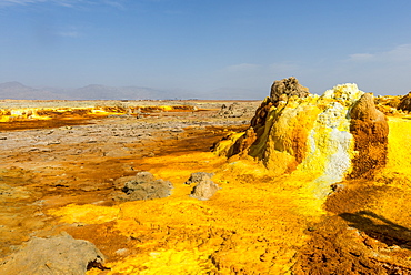 Colourful spings of acid in Dallol, hottest place on earth, Danakil depression, Ethiopia, Africa