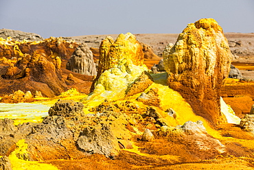 Colourful spings of acid in Dallol, hottest place on earth, Danakil depression, Ethiopia, Africa