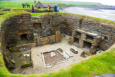 The stone built Neolithic settlement of Skara Brae, UNESCO World Heritage Site, Orkney Islands, Scotland, United Kingdom, Europe