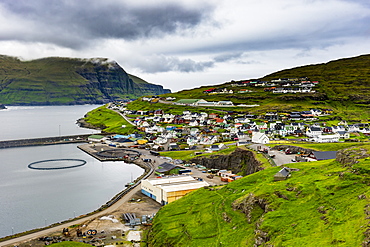 View over Eidi, Eysturoy, Faroe Islands, Denmark, Europe