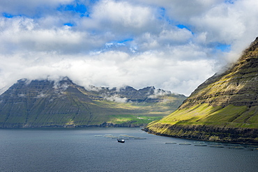 Huge fjord between Bordoy and Vidoy, Faroe islands, Denmark, Europe