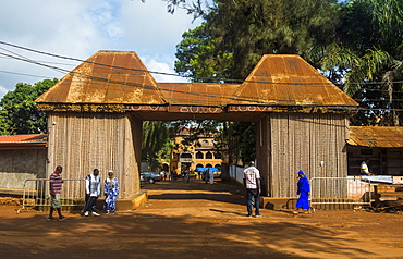 Entrance to the Palace of the Sultan of Bamun at Foumban, Cameroon, Africa