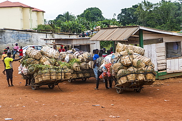 Overloaded carriers on the border with Nigeria, Cameroon, Africa