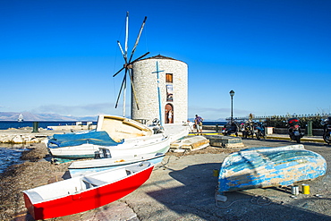 Windmill in the old town of Corfu, Ionian Islands, Greek Islands, Greece, Europe