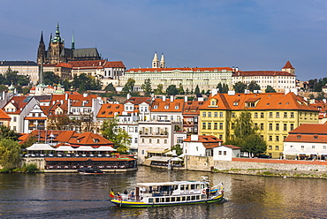 View of the Prague Castle and the Vltava River, Prague, Czech Republic, Europe