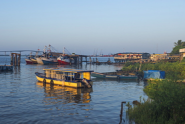 Little fishing boats on the Suriname River, Paramaribo, Surinam, South America