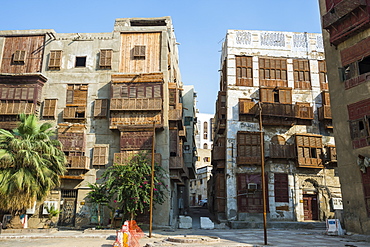 Traditional houses in the old town of Jeddah, UNESCO World Heritage Site, Saudi Arabia, Middle East