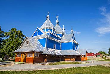 Blue wooden church, near Buchach, Ukraine, Europe