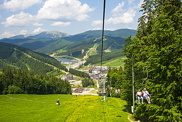 View over the Bukovel ski resort, Carpathian Mountains, Ukraine, Europe