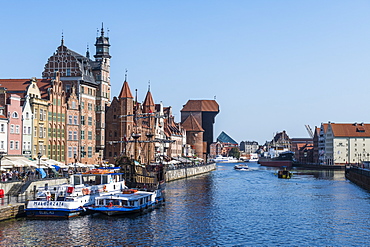 Hanseatic League houses on the Motlawa River, Gdansk. Poland, Europe