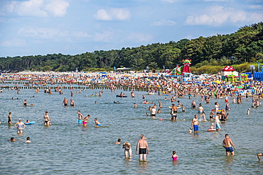 Busy beach in Ustka, Baltic Sea, Poland, Europe