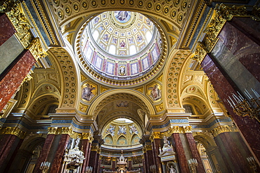 Beautiful interior of the St. Stephen's Basilica, Budapest, Hungary, Europe