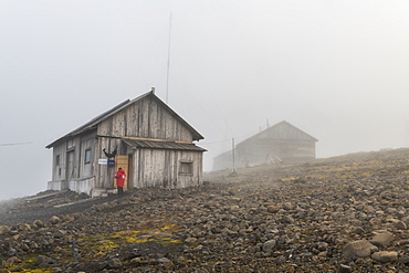 Historical meteorological station Sedov in Tikhaya Bay on Hooker island, Franz Josef Land archipelago, Arkhangelsk Oblast, Arctic, Russia, Europe