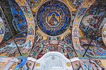 Christian wall paintings, Rila Monastery, UNESCO World Heritage Site, Rila mountains, Bulgaria, Europe