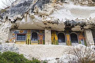 Rock Monastery St. Dimitar Basarbovski dating from the 12th century, UNESCO World Heritage Site, Ivanavo, Bulgaria, Europe