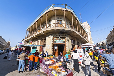 Historic Baghdad cafe, Shahbandar Cafe, Baghdad, Iraq, Middle East