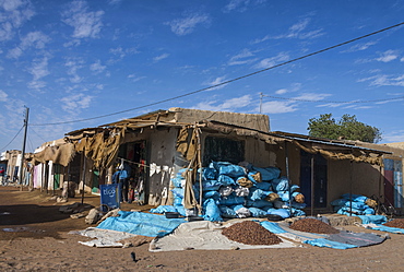 Market stalls in the desert town of Faya-Largeau, northern Chad, Africa