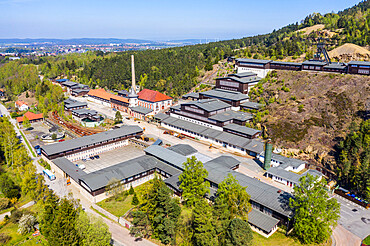 Aerial of the Mines of Rammelsberg, UNESCO World Heritage Site, Goslar, Lower Saxony, Germany, Europe