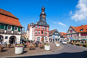 Market square with the old town hall of Lorsch, Hesse, Germany, Europe