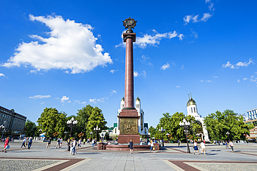 Triumphal column, Pobedy Square, Kaliningrad, Russia, Europe