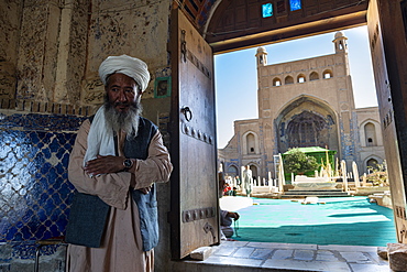 Friendly old man in the Shrine of Khwaja Abd Allah, Herat, Afghanistan, Asia