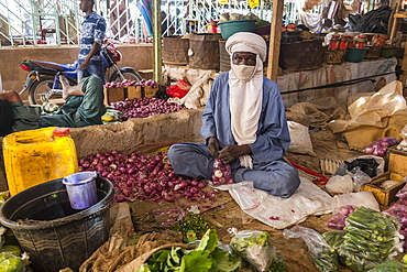 Vegetables for sale in the Central market of Agadez, Niger, West Africa, Africa