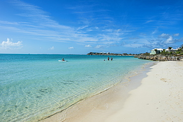 White sand and turquoise water at Sapodilla beach, Providenciales, Turks and Caicos, Caribbean, Central America