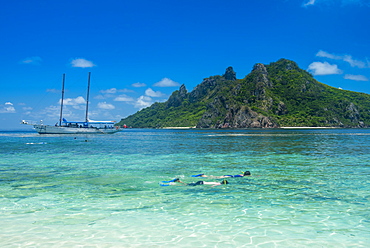 Very clear turquoise waters on Monuriki Island (Cast Away Island), Mamanuca Islands, Fiji, South Pacific