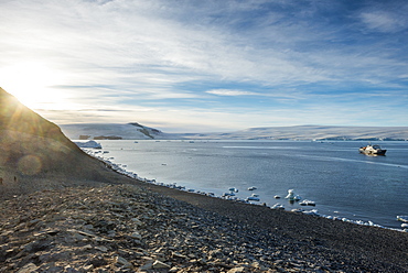 Icebreaker anchoring on Paulet Island, Antarctica, Polar Regions