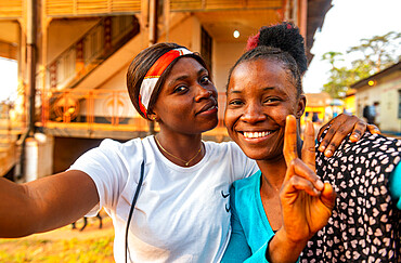 Friendly girls, Mbanza Ngungu, Democratic Republic of the Congo, Africa