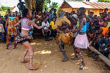 Yaka tribe practising a ritual dance, Mbandane, Democratic Republic of the Congo, Africa