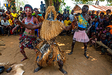 Yaka tribe practising a ritual dance, Mbandane, Democratic Republic of the Congo, Africa